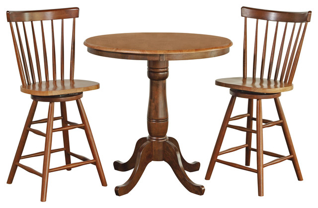round kitchen table set with swivel stools