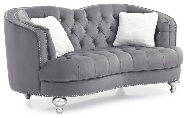 Jewel Velvet Loveseat, Blue - Traditional - Loveseats - by Glory ...