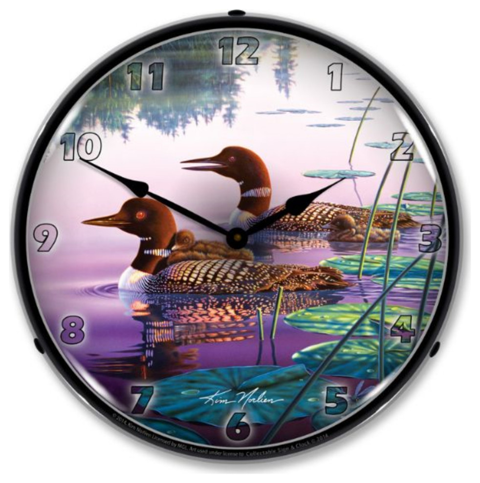 MGL1407523 Northern Splendor Loons Clock Rustic Wall Clocks by