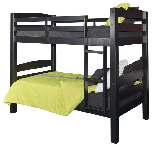 Levi Bunk Bed, Black Transitional Bunk Beds by GwG Outlet Houzz