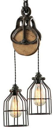 West Ninth Vintage Wood And Steel Barn Pulley Light West Ninth Vintage Wood And Steel Barn Pulley Light