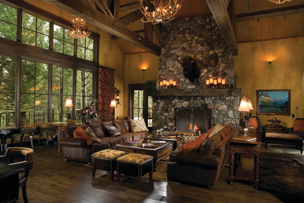 Inspiration for a rustic living room remodel in Other