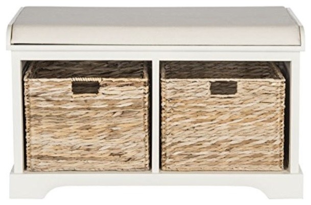 Safavieh Freddy Wicker Storage Bench Beach Style Accent And