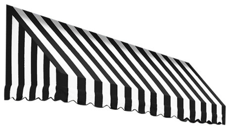 Awntech 10' San Francisco Acrylic Fabric Fixed Awning, Black/White Stripe