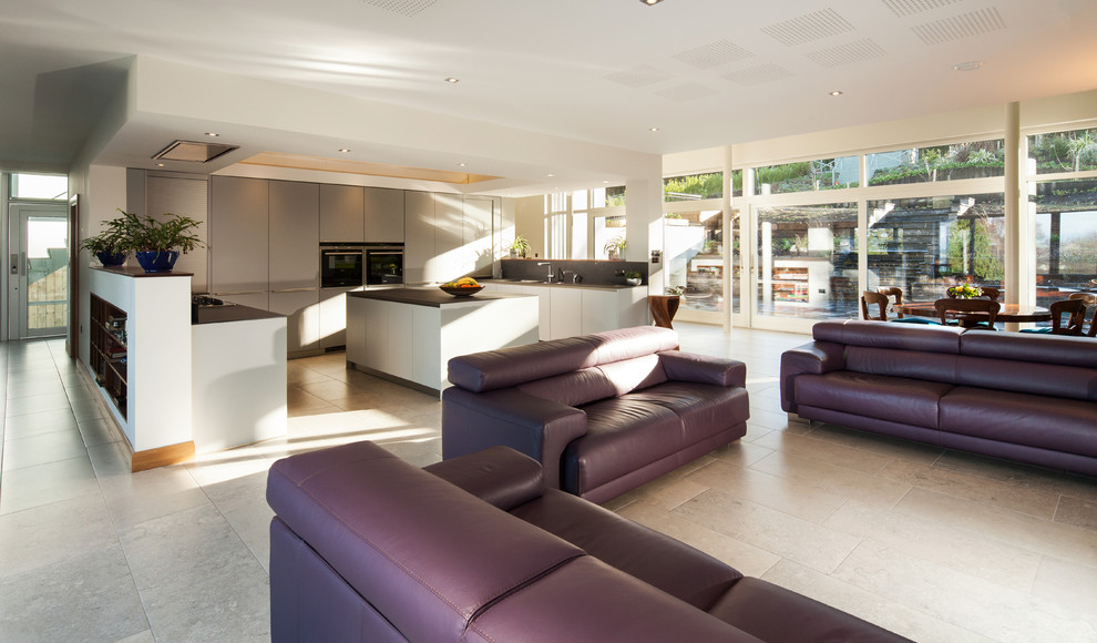 Inspiration for an expansive contemporary open concept living room in Belfast.