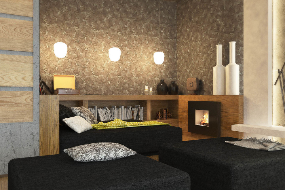 Лофт с камином.