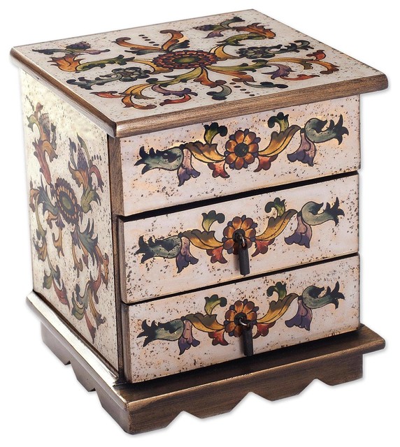 Colonial Sunflower Reverse Painted Gl Decorative Chest Reverse Painted Gl Decorative Chest