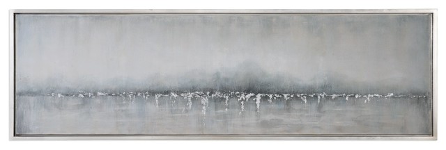 71 Extra Long Silver Landscape Painting Coastal Wall Art Contemporary Paintings By My Swanky Home Houzz