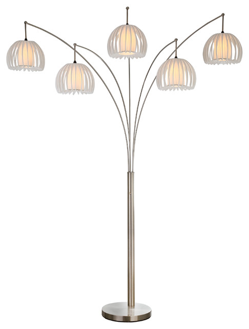Artiva USA  Zucca  89"  5-Arch Brushed Steel LED Floor Lamp With Dimmer