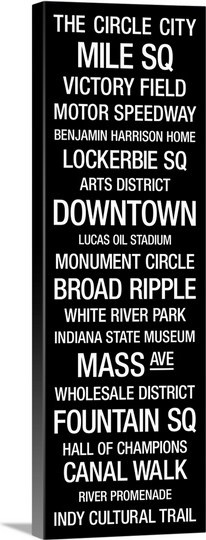 "Bus Roll: Indianapolis, Indiana" Canvas Art, 12"x36"x1.25"
