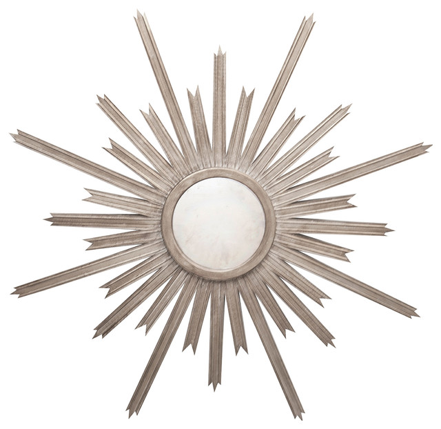 Starburst Mirror Transitional Mirrors By Kathy Kuo Home Vector Hollywood Regency Silver Sunburst Antique Wall Mirror