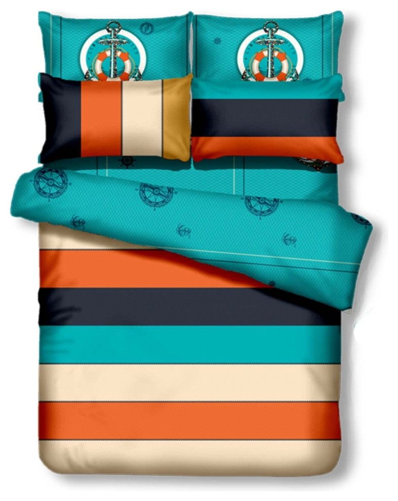 4Piece Duvet Cover Sheet Set, Liberty Amity Beach Style Duvet