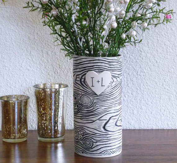 Personalized Faux Bois Porcelain Vase by Jade Flower