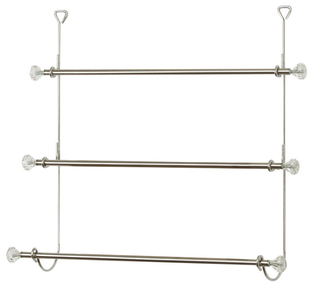 Home Basics Chrome 3 Tier Over The Door Towel Rack Traditional