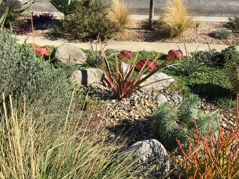 Mid-sized arts and crafts front yard full sun xeriscape in Los Angeles with gravel.