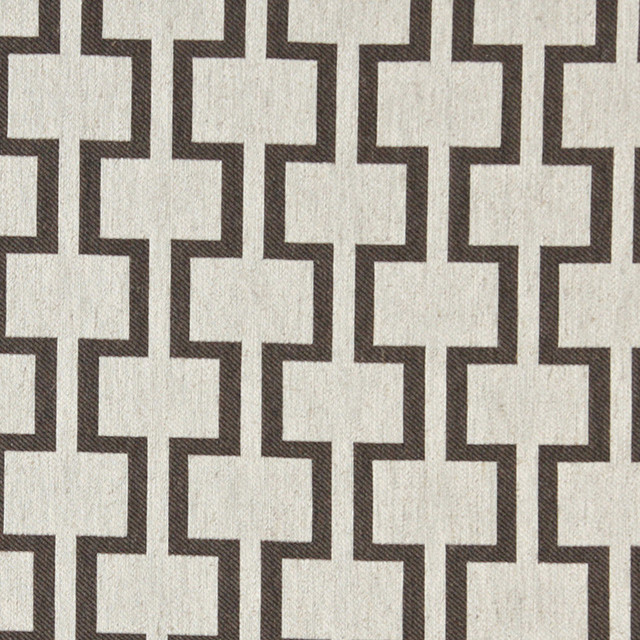 Taupe and Off White Contemporary Geometric I's Upholstery Fabric By The Yard