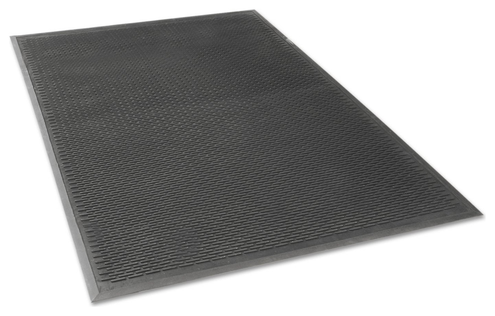 Tred Indoor/Outdoor Scraper Mat, Rubber, Black, Pack of 2