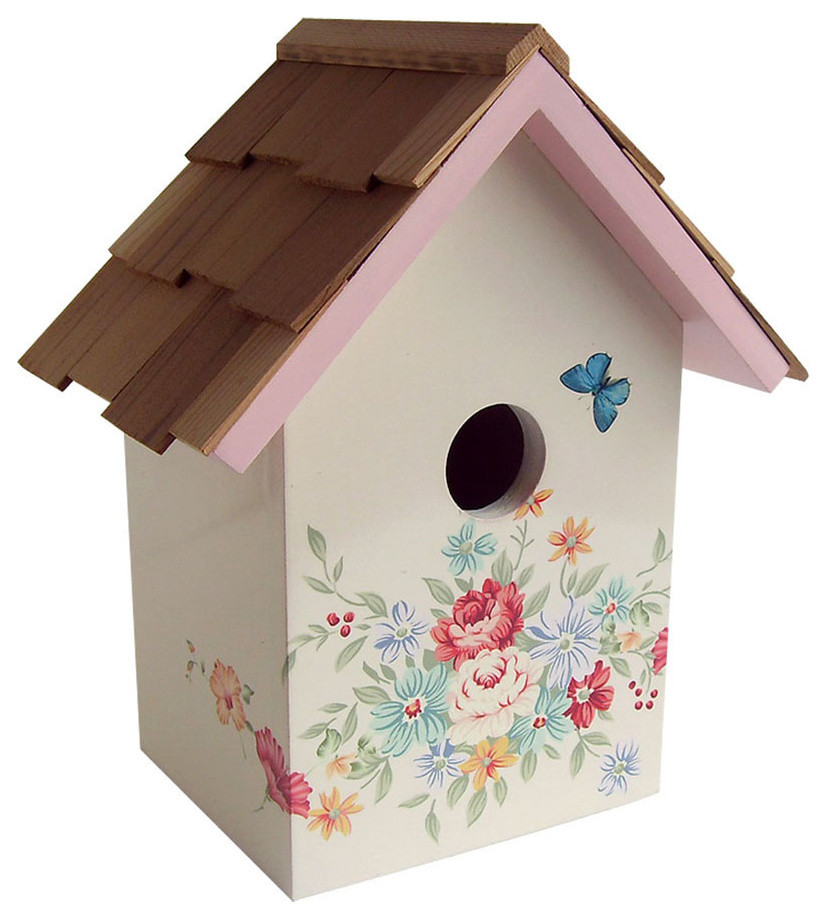 Printed Standard Birdhouse - Pastel Bouquet - Cream Background