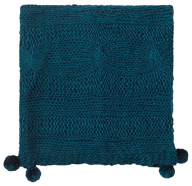Felicity Hand Knit Throw Blanket, Teal