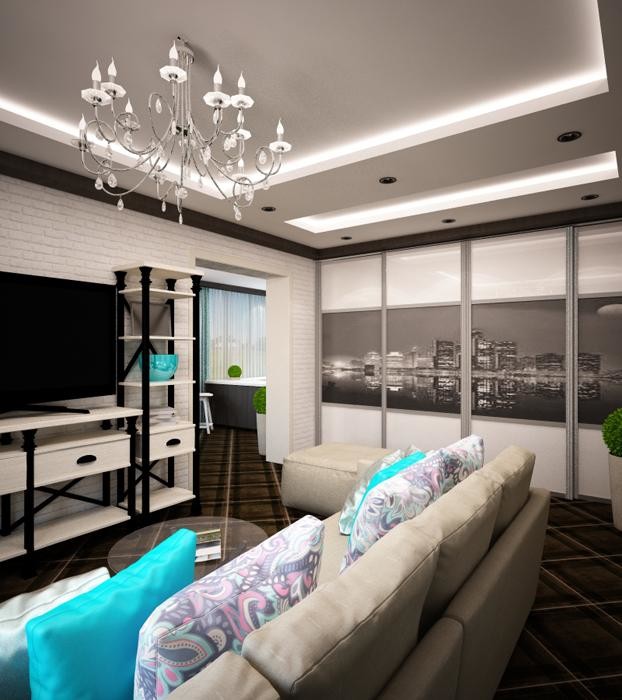 Дизайн интерьера гостиной в коттедже