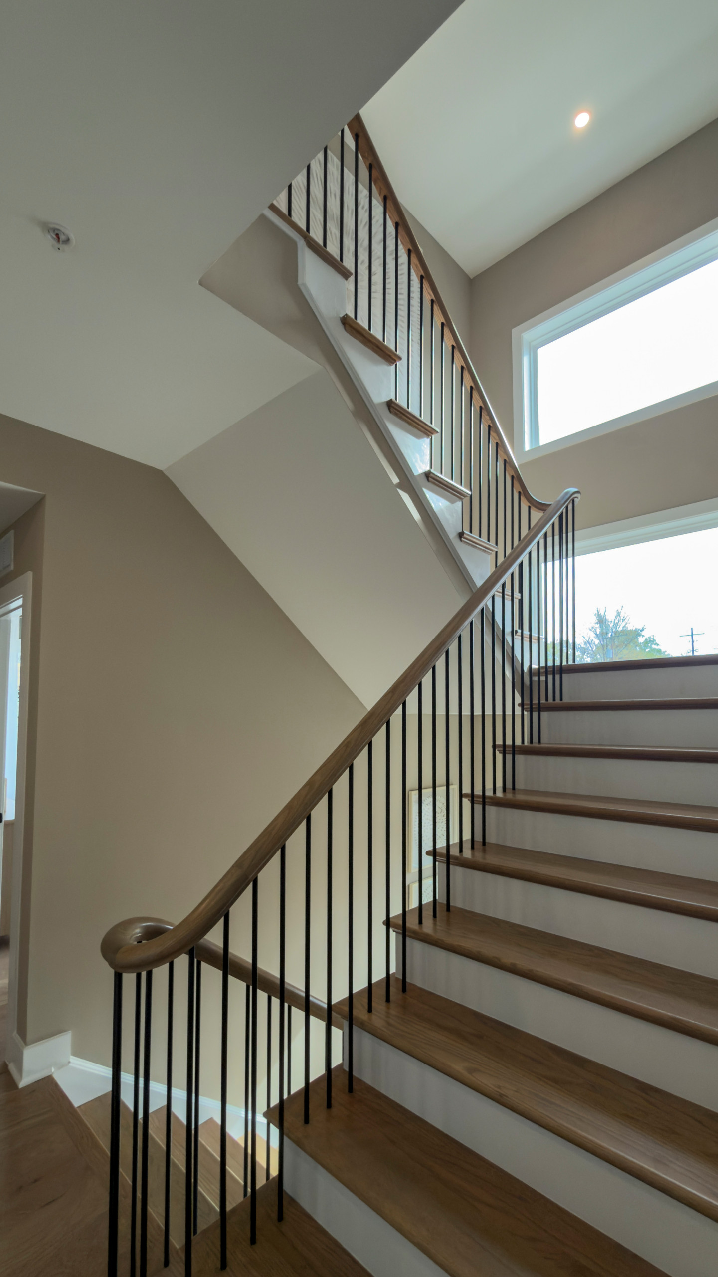 Project #153 | Sophisticated Red Oak Stair with Metal Balusters