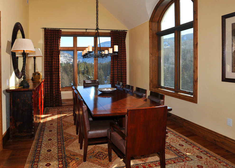 Inspiration for a rustic dining room remodel in Denver