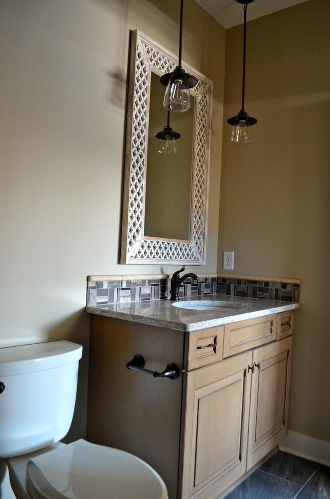 Inspiration for a rustic bathroom remodel in Omaha