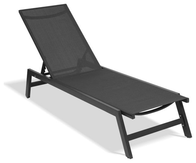 Oaks Aura Outdoor Chaise Lounge Chair Adjustable Aluminum Recliner Transitional Outdoor