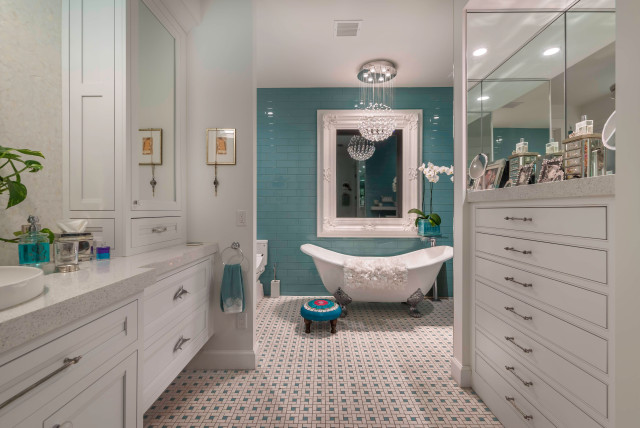 Funky & Fun New Home coastal-bathroom