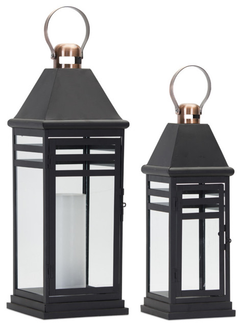 Lantern, 2-Piece Set, Black/Copper