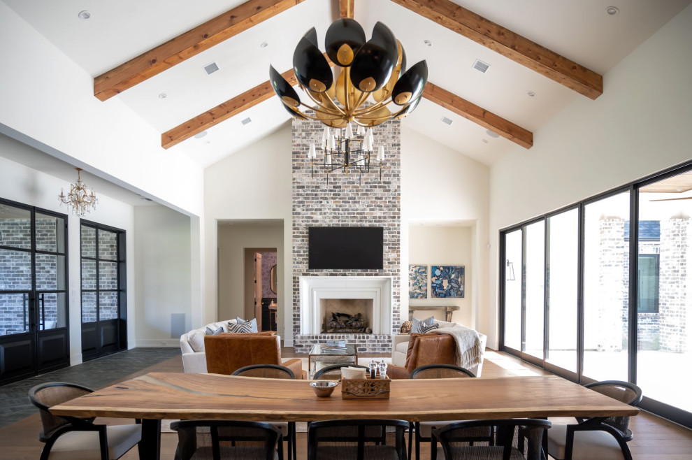 Example of a transitional dining room design in Houston