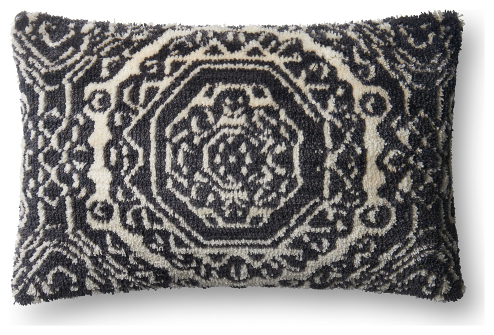 Black/White Decorative Accent Pillow, 13" x 21" Mediterranean
