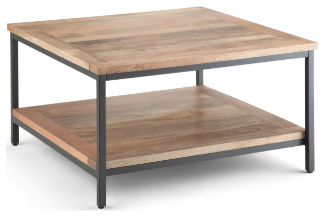 Square Industrial Coffee Table - Carpenter Square Coffee Table By Flexsteel Hom Furniture / Trimming of the table is made to also have a distressed finish and natural scratches.