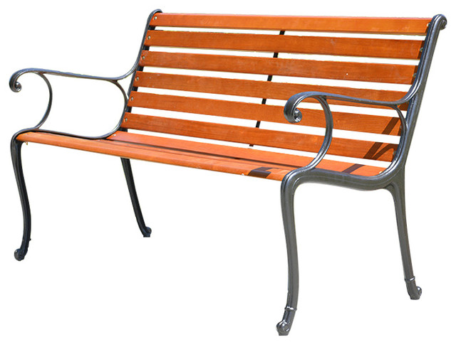 New England Park Bench Antique Black Traditional Outdoor