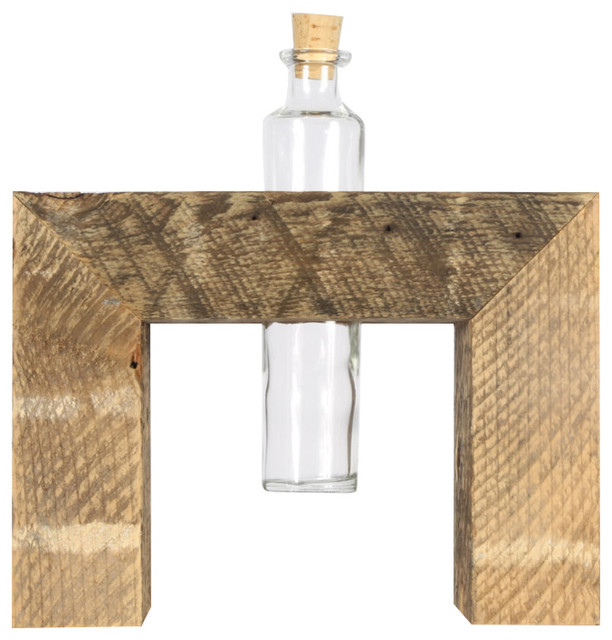 Glass Bud Vase Arrangement With Reclaimed Wood Holder Rustic Vases By Vault Furniture Houzz