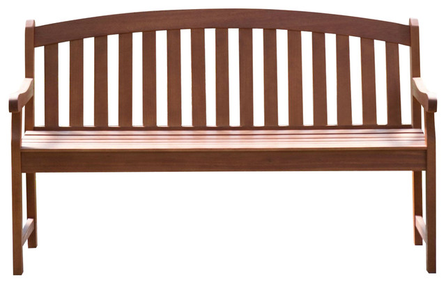 Curved Back 4 Ft Outdoor Garden Bench With Arm Rests In Natural