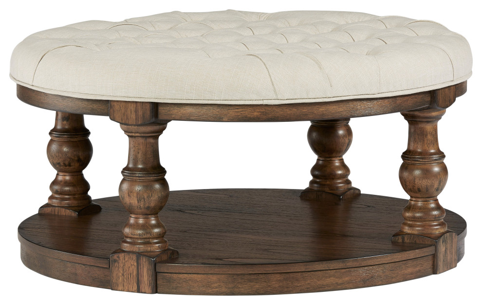 Wynton Round Upholstered Cocktail Table Traditional Coffee Tables