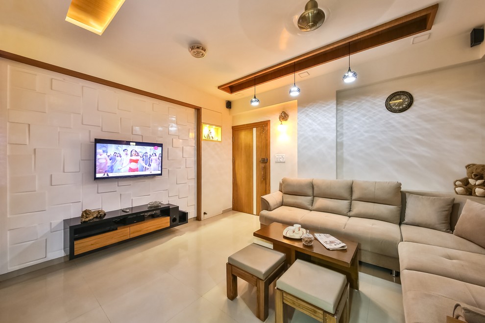 Photo of a contemporary living room in Ahmedabad.