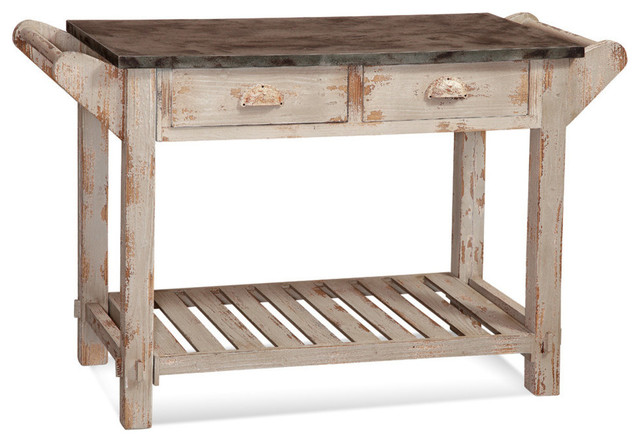 Bassett Mirror Easy Living Flora's Table in Rusticated White