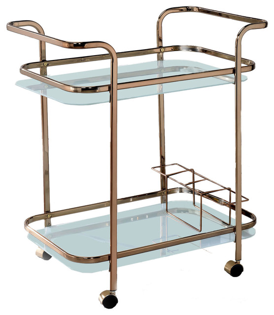 Caden Contemporary Serving Cart, Champagne Contemporary Bar Carts