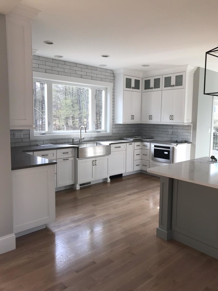 Example of a transitional kitchen design in Boston