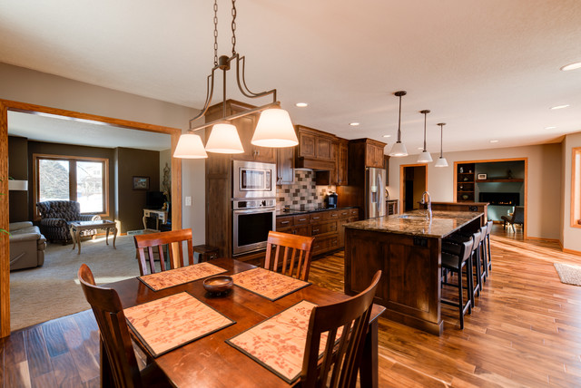 Remodeled Kitchen With Acacia Wood Floors Transitional Kitchen Minneapolis By Dovetail 