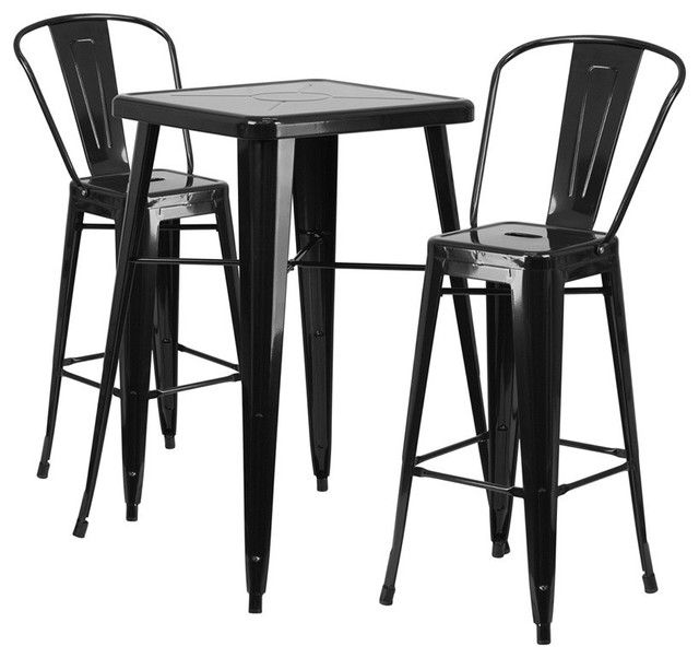 Flash Furniture 23 75 Square Black Metal Bar Table Set With 2 Flash Furniture 23 75 Square Black Metal Bar Table Set With 2 Barstools