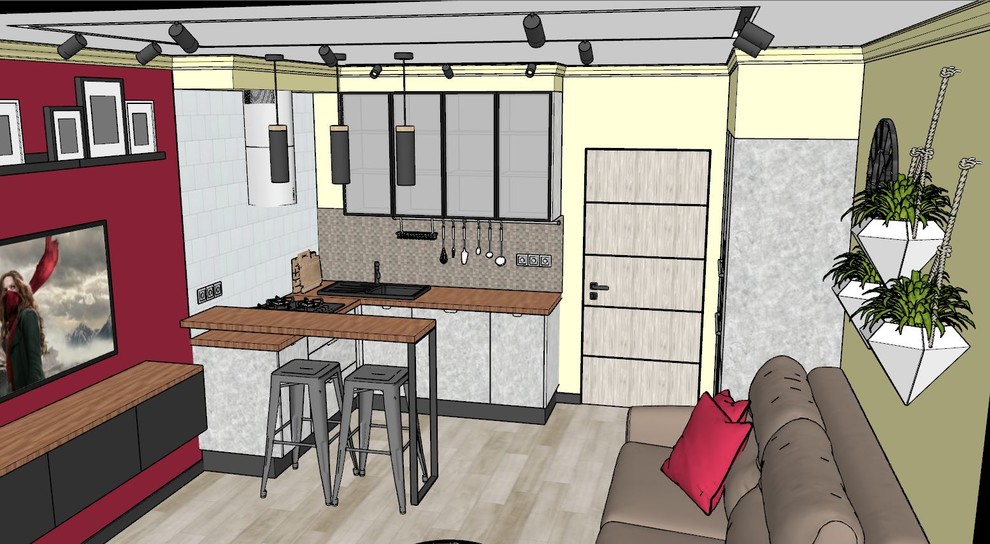 Студия в индустриальном стиле