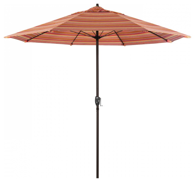 9' Patio Umbrella Bronze Pole Fliberglass Rib Auto Tilt Sunbrella, Dolce Mango