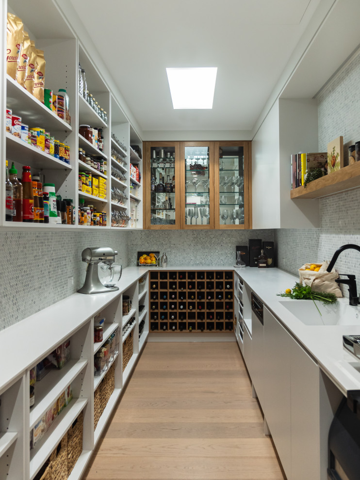 Photo of a contemporary wine cellar in Melbourne.