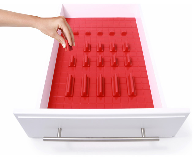 Kmn Home Drawerdecor Red Silicone 21 Piece Drawer Organizer Deluxe