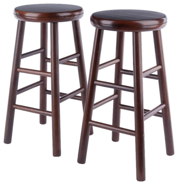 Winsome Shelby 2-Piece 25.3"H Swivel Seat Solid Wood Counter Stool Set in Walnut