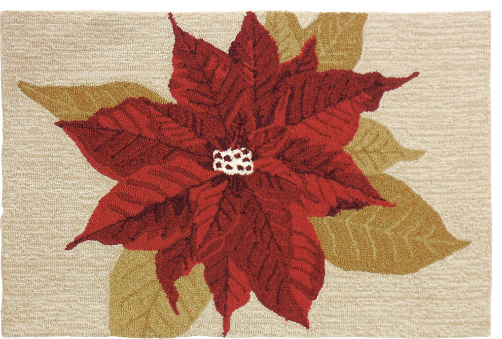 Homefires Holiday Poinsettia Contemporary Area Rugs by Homefires