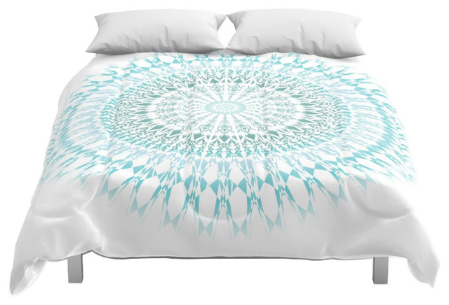 Society6 Turquoise White Mandala Comforter Contemporary